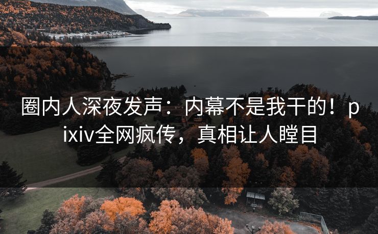 圈内人深夜发声：内幕不是我干的！pixiv全网疯传，真相让人瞠目