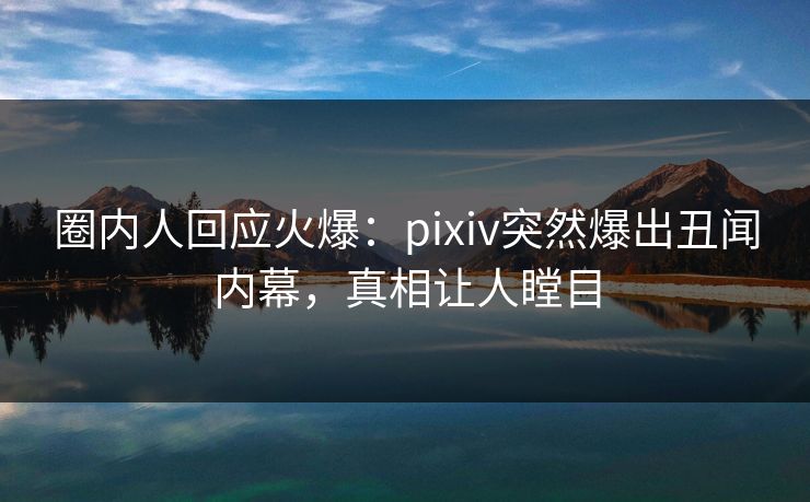 圈内人回应火爆：pixiv突然爆出丑闻内幕，真相让人瞠目