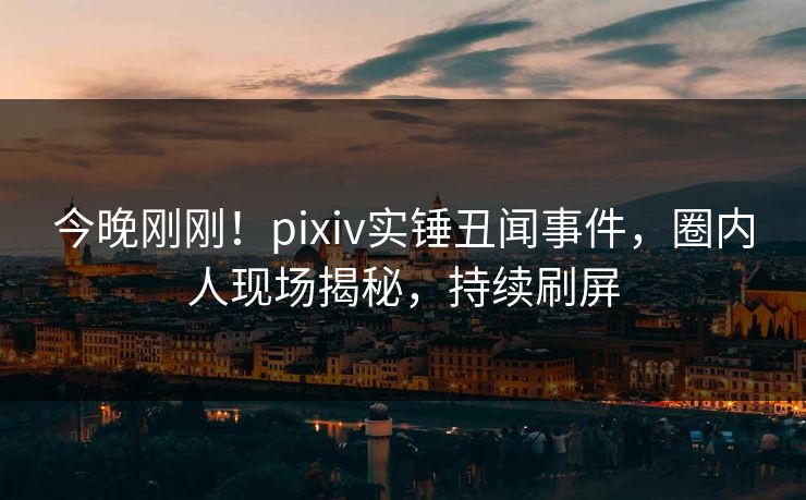 今晚刚刚！pixiv实锤丑闻事件，圈内人现场揭秘，持续刷屏