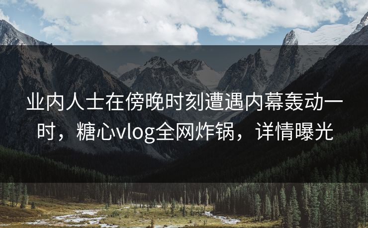 业内人士在傍晚时刻遭遇内幕轰动一时，糖心vlog全网炸锅，详情曝光