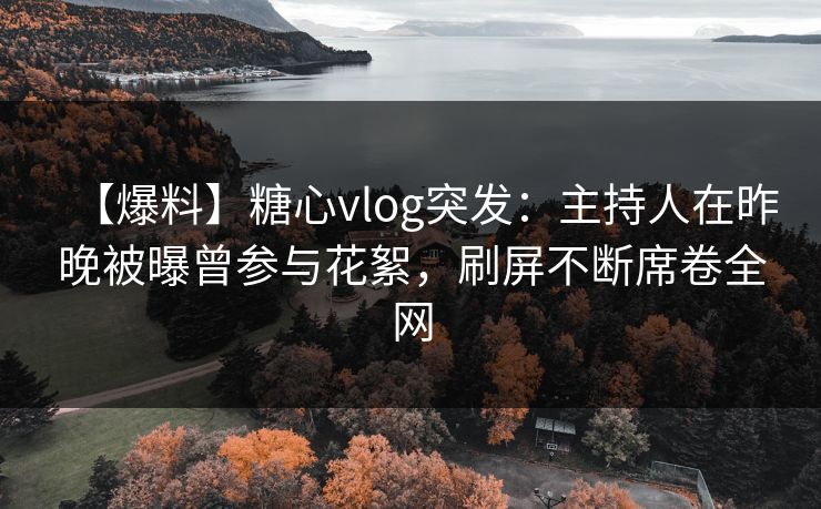 【爆料】糖心vlog突发：主持人在昨晚被曝曾参与花絮，刷屏不断席卷全网