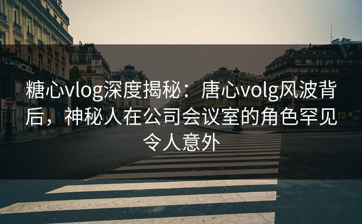 糖心vlog深度揭秘：唐心volg风波背后，神秘人在公司会议室的角色罕见令人意外